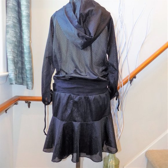 HOUR GLASS Mesh Track Skirt Suit Size Medium Black Green & Yellow Detail - Picture 3 of 3